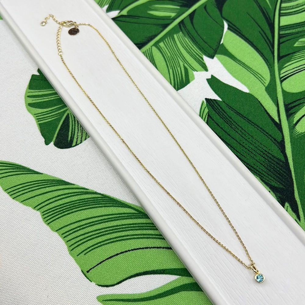 Topaz Dainty Gold Chain Necklace NEW